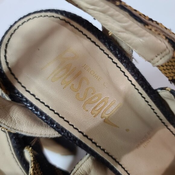 Jerome C. Rousseau Daho Cheetah Woven Platform Heels Size 37.5/ 7.5 - Picture 5 of 11